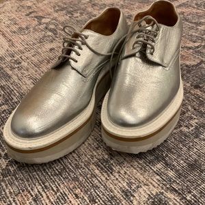 Clergerie Paris lace up silver platform shoes